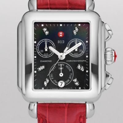 Deco Day Diamond Black Diamond Dial Garnet Alligator