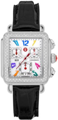 Deco Day Carousel Diamond Stainless Steel Black Alligator