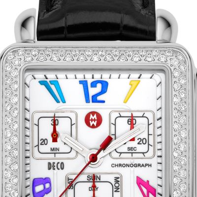 Deco Day Carousel Diamond Stainless Steel Black Alligator