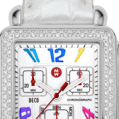 Deco Day Carousel Diamond Stainless Steel Silver Alligator