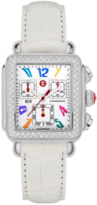 Deco Day Carousel Diamond Stainless Steel White Alligator