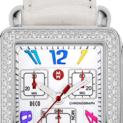 Deco Day Carousel Diamond Stainless Steel White Alligator