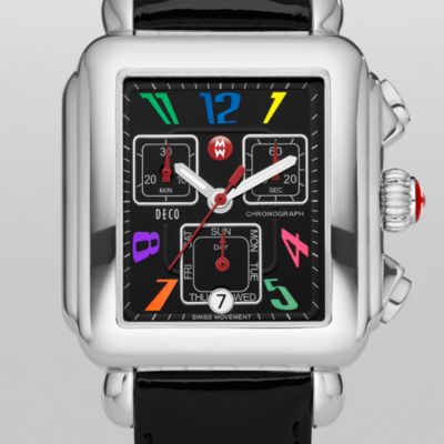 Deco Day Carousel Non-Diamond, Black Dial Black Patent