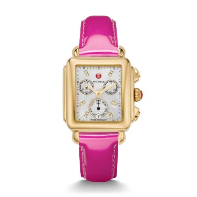 Signature Deco Gold Diamond Dial Pink Patent Leather
