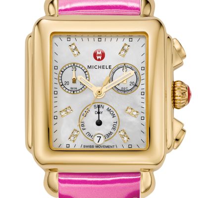 Signature Deco Gold Diamond Dial Pink Patent Leather