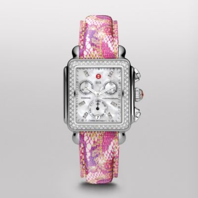Signature Deco Diamond, Diamond Dial Pink Floral Patent