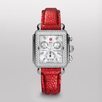 Signature Deco Diamond, Diamond Dial Red Carpet Leather