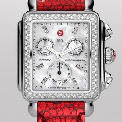 Signature Deco Diamond, Diamond Dial Red Carpet Leather