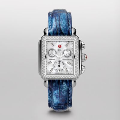 Signature Deco Diamond, Diamond Dial Blue Fashion Alligator