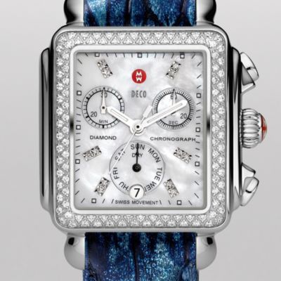 Signature Deco Diamond, Diamond Dial Blue Fashion Alligator