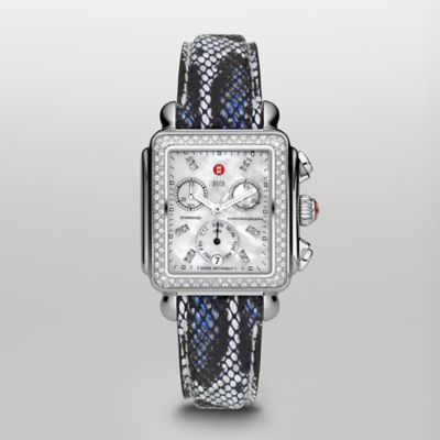 Signature Deco Diamond, Diamond Dial Snake Fashion Leather