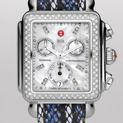 Signature Deco Diamond, Diamond Dial Snake Fashion Leather