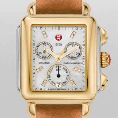 Signature Deco Two-Tone, Diamond Dial Khaki Fashion Leather