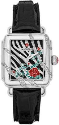 Deco Safari Zebra Diamond Rose Black Alligator