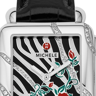 Deco Safari Zebra Diamond Rose Black Alligator