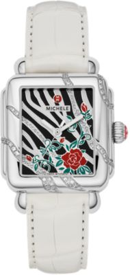 Deco Safari Zebra Diamond Rose White Alligator