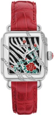 Deco Safari Zebra Diamond Rose Garnet Alligator