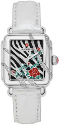 Deco Safari Zebra Diamond Rose Silver Alligator