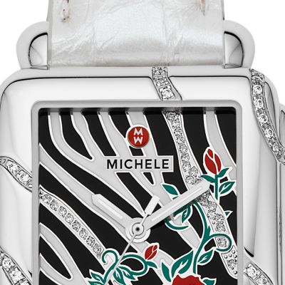 Deco Safari Zebra Diamond Rose Silver Alligator