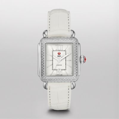 Signature Deco Diamond Guilloché Dial, White Alligator