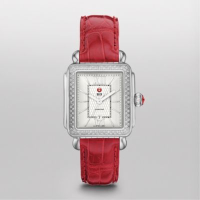 Signature Deco Diamond Guilloché Dial, Garnet Alligator