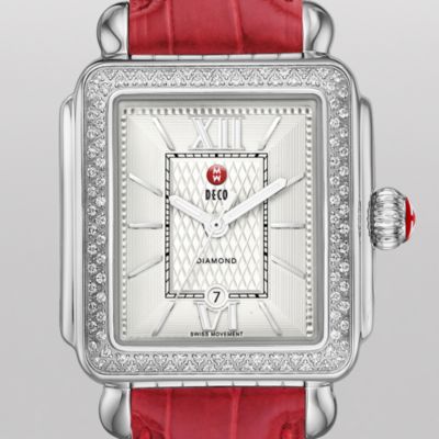 Signature Deco Diamond Guilloché Dial, Garnet Alligator