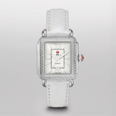 Signature Deco Diamond Guilloché Dial, Silver Alligator