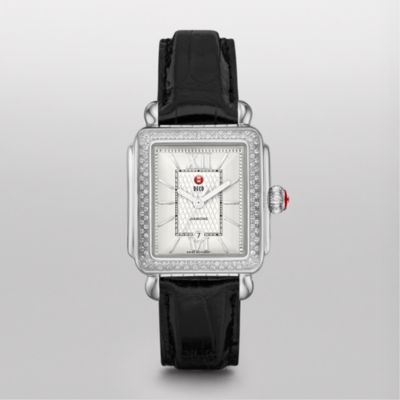 Signature Deco Diamond Guilloché Dial, Black Alligator