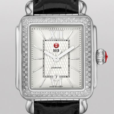 Signature Deco Diamond Guilloché Dial, Black Alligator