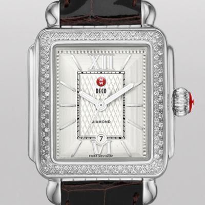 Signature Deco Diamond Guilloché, Espresso Alligator