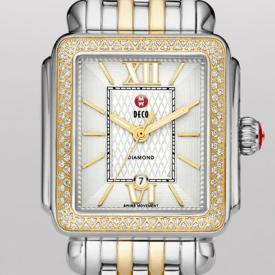 Deco Diamond Two Tone Guilloché, Two Tone Bracelet