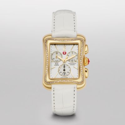 Deco Moderne II Diamond Gold White Alligator