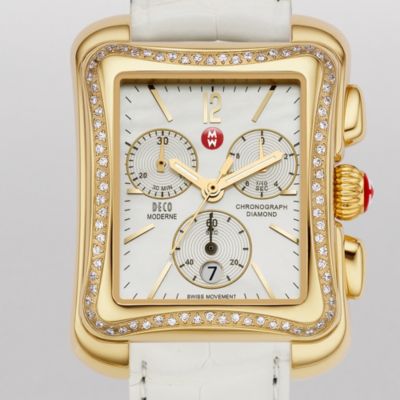 Deco Moderne II Diamond Gold White Alligator