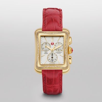 Deco Moderne II Diamond Gold Garnet Alligator