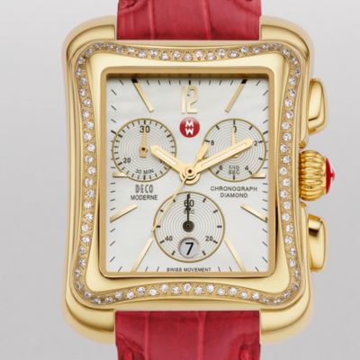 Deco Moderne II Diamond Gold Garnet Alligator