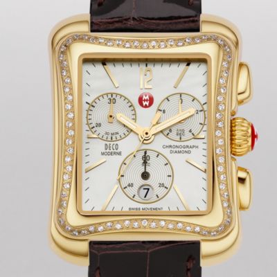 Deco Moderne II Diamond Gold Espresso Alligator
