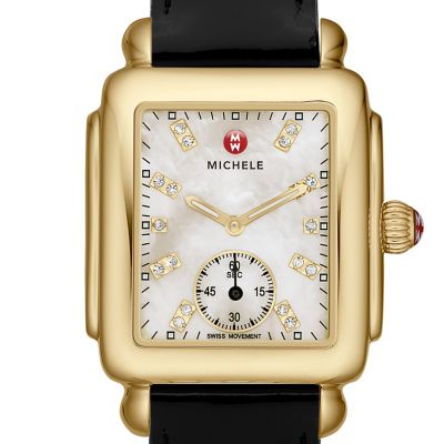 Deco 16 Non-Diamond Gold, Diamond Dial Black Patent