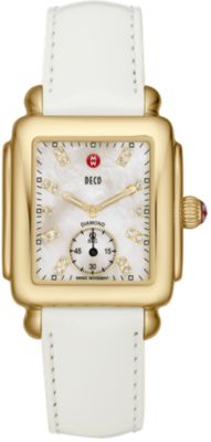 Deco 16 Gold White Diamond Dial White Patent