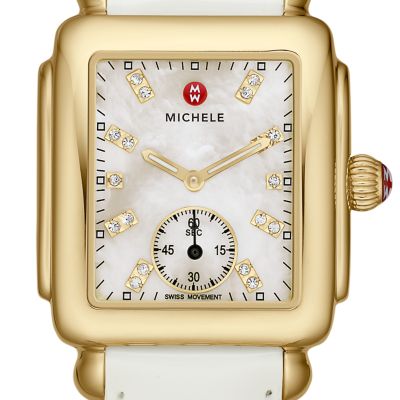 Deco 16 Gold White Diamond Dial White Patent