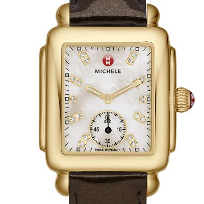 Deco 16 Gold White Diamond Dial Espresso Patent