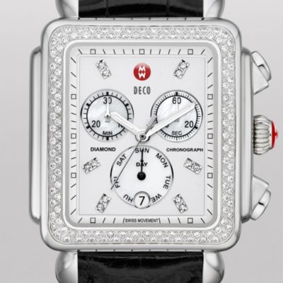 Deco XL Day Diamond, Diamond Dial Black Alligator