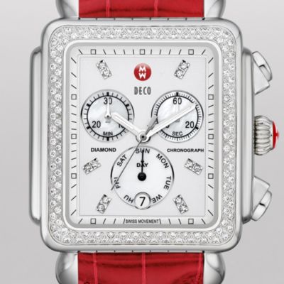 Deco XL Day Diamond, Diamond Dial Garnet Alligator