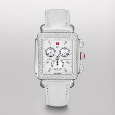 Deco XL Day Diamond, Diamond Dial Silver Alligator