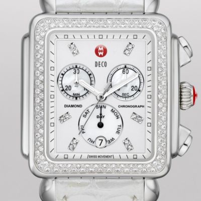 Deco XL Day Diamond, Diamond Dial Silver Alligator