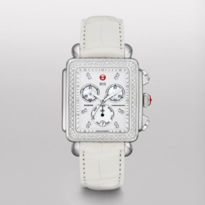 Deco XL Day Diamond, Diamond Dial White Alligator