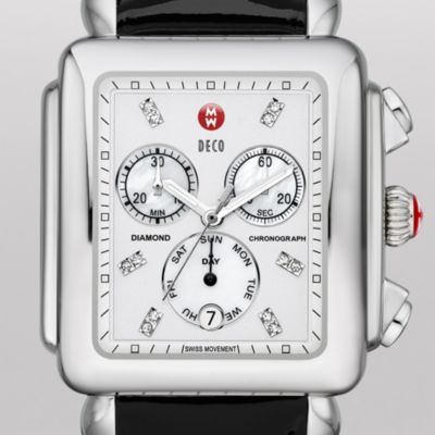 Deco XL Day Non-Diamond, Diamond Dial Black Patent