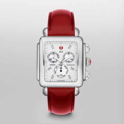 Deco XL Day Non-Diamond, Diamond Dial Scarlet Patent