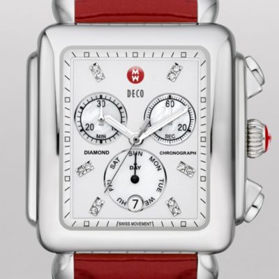 Deco XL Day Non-Diamond, Diamond Dial Scarlet Patent