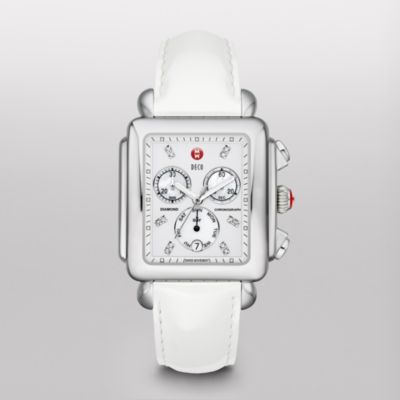 Deco XL Day Non-Diamond, Diamond Dial White Patent