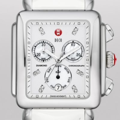 Deco XL Day Non-Diamond, Diamond Dial White Patent